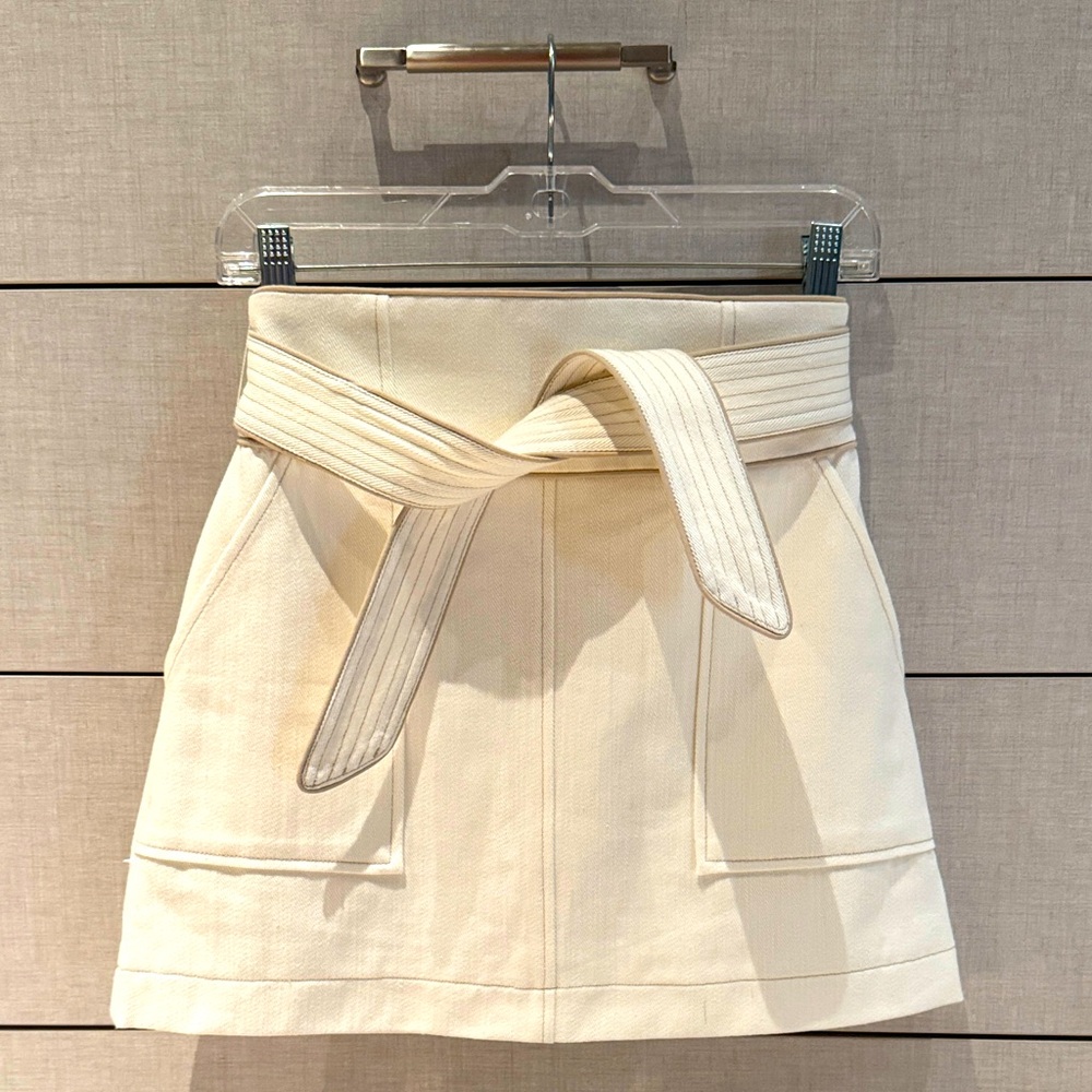 INTERMIX Ivory Textured Skirt with Belt